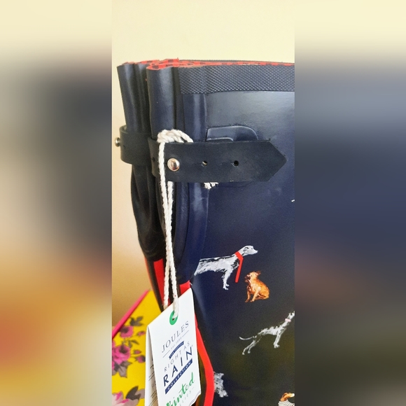 NWT Joules Womens Tall Rain Boots, French Navy Dogs, Size 6 - Picture 8 of 10